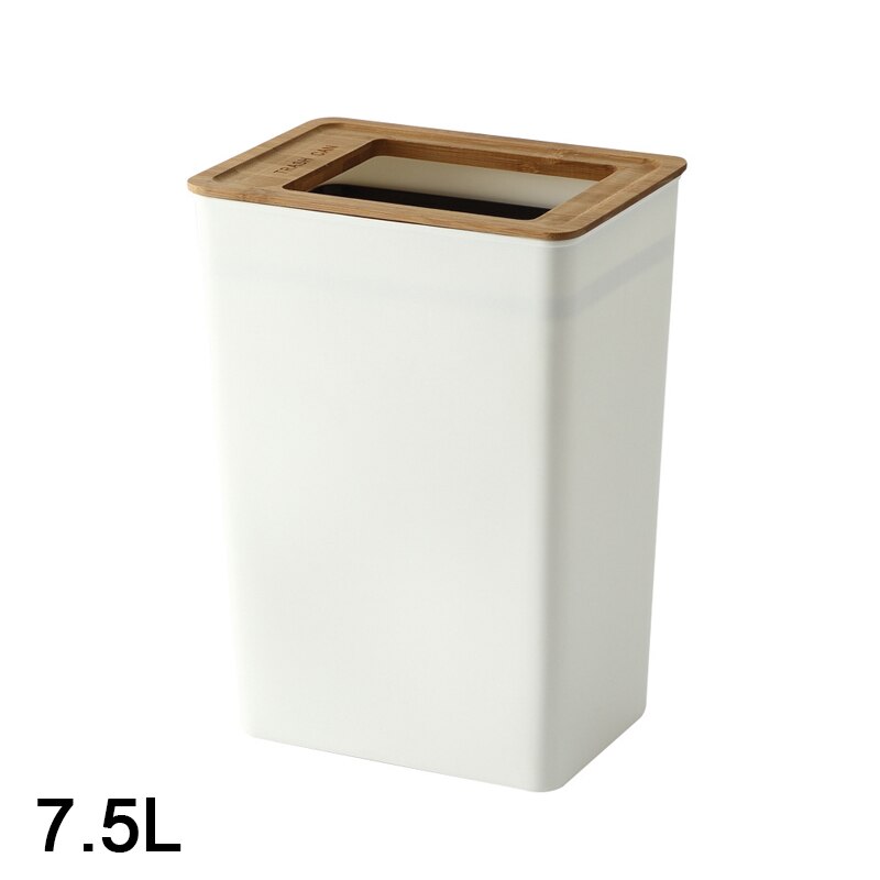 7.5/9L Trash Bin Dustbin Can PP Wood Waste Bin Home Office Trash Can Garbage Bin Dust Bin Plastic Storage Bucket: 7.5L