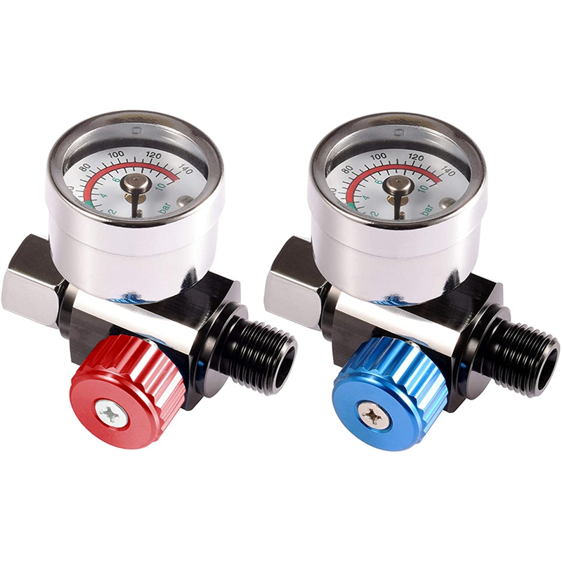 2 PCS 1/4 Inch-NPT Air Pressure Regulator Kit Air Adjusting Valve Regulator with Gauge for Spray and Pneumatic Tools: Default Title