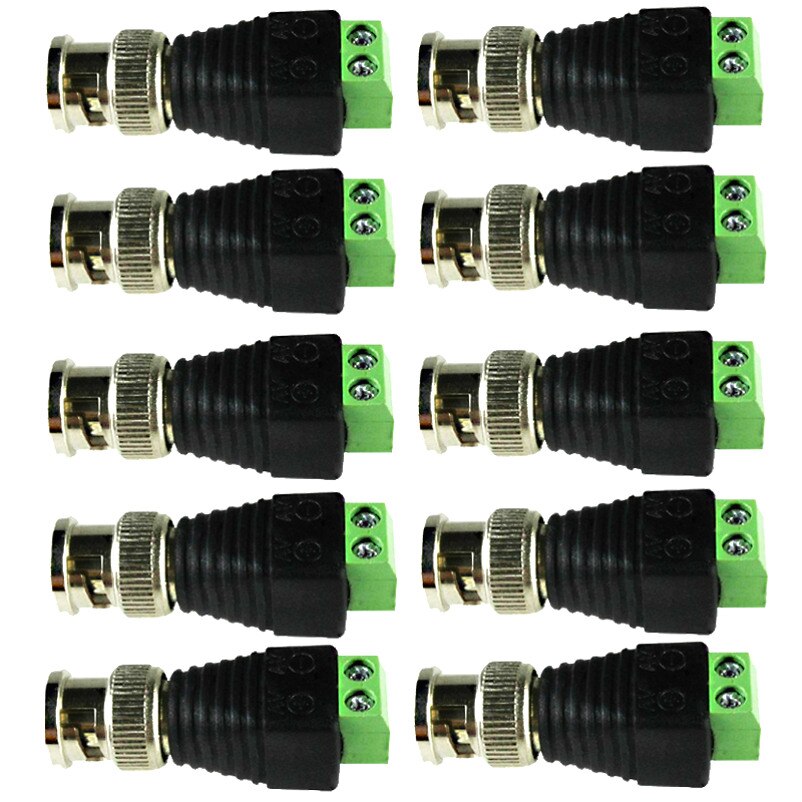 10 stk bnc kontakter til ahd kamera cvi kamera tvi kamera cctv kamera koaksial/katt 5/ katt 6 kabler