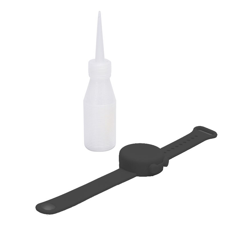 Distributeur de gel désinfectant pour les mains avec bracelet pour adultes et enfants + bouteille: Bk