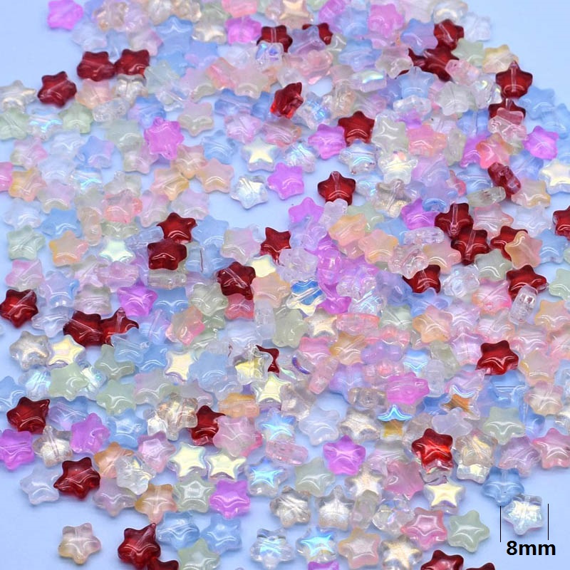 50 stuks 8mm mix kleur ster olifant vis maan bloem kraal tsjechische glas losse kralen voor sieraden maken DIY accessoires handgemaakt: Goud