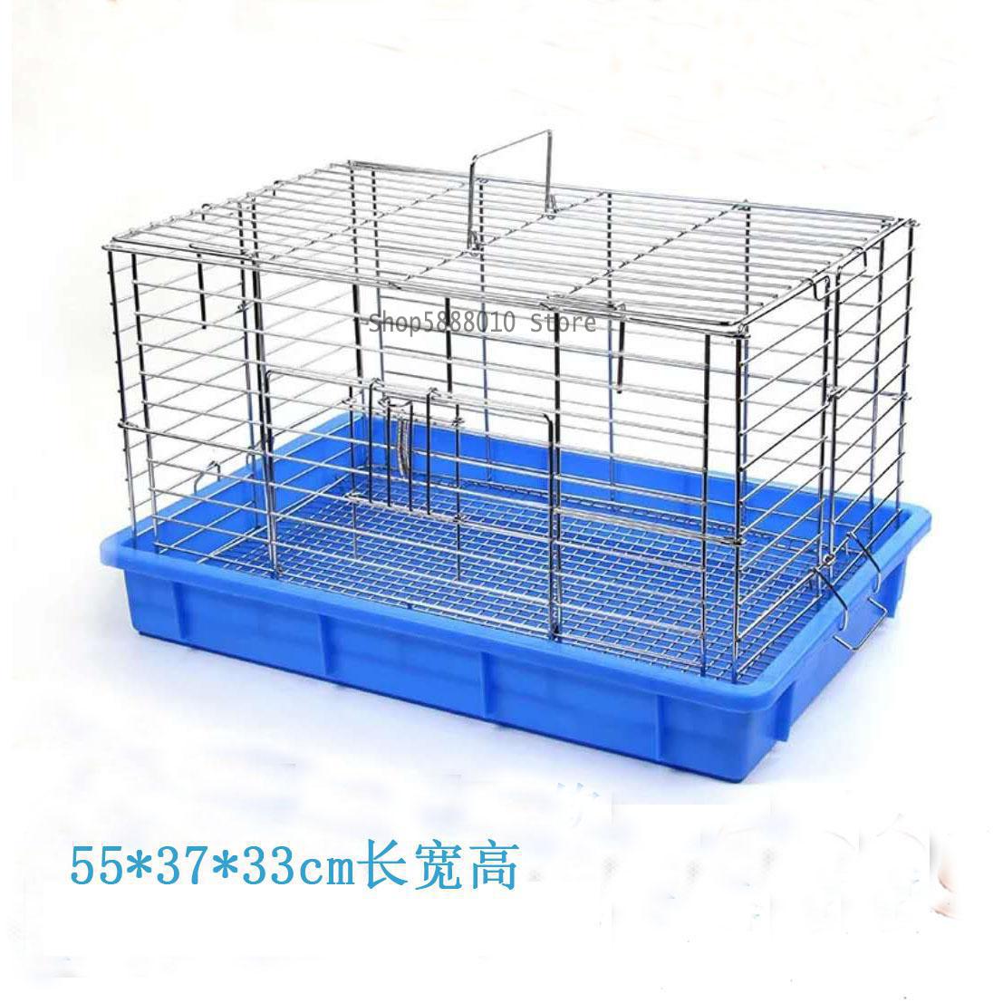 Stainless steel plating rabbit cage extra large rabbit cage cat cage luxury villa lop-eared rabbit breeding spray-proof: 55x37x33cm   2
