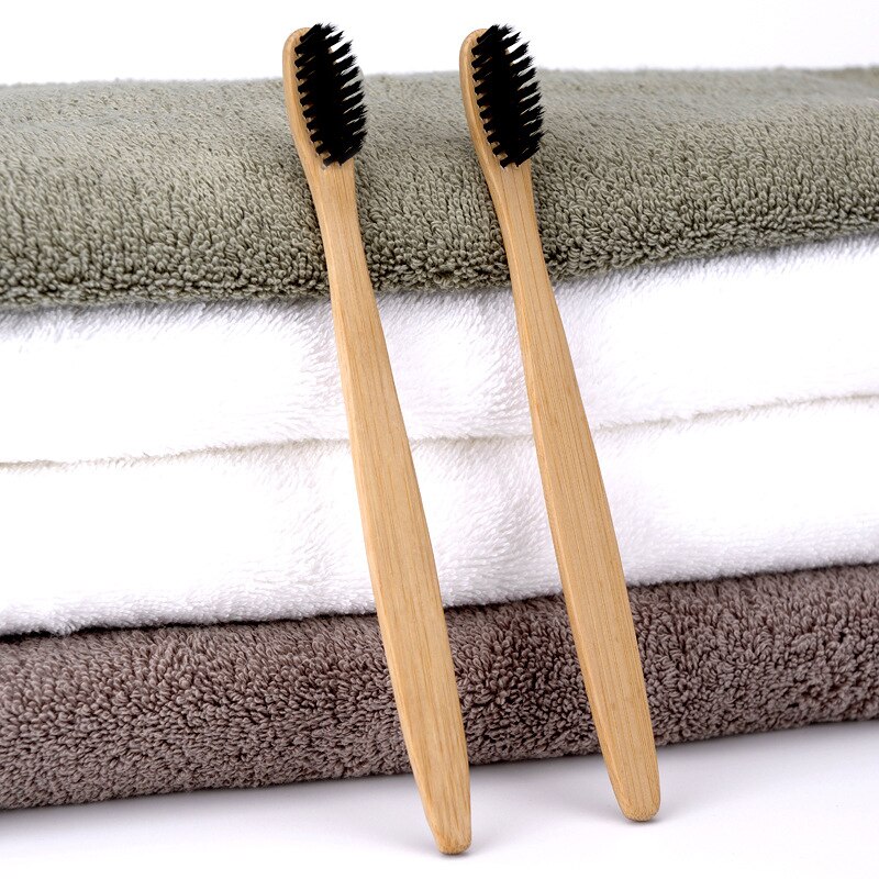 Natural Bamboo Handle Soft Toothbrush Teeth Whitening Eco Friendly Wooden Tooth Brush Soft Bristle Tip Charcoal Adults Oral Care