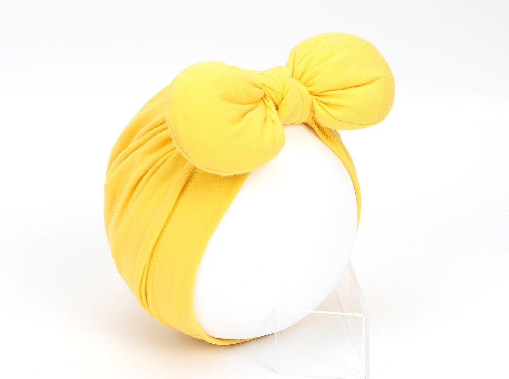 Baby Meisje Hoeden Baby Puur Katoen Strik Caps Kinderen Zachte Tulband Kids Headwrap Effen Kleur Mutsen Haaraccessoires: 15