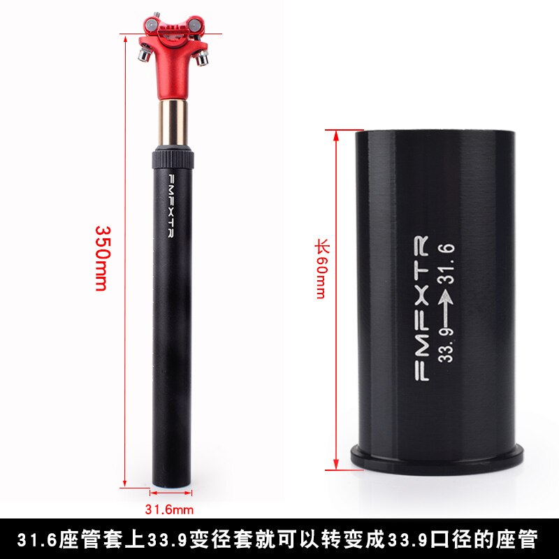 Bicycle Suspension Seatpost Shock Absorber Damping MTB Mountain Bike Seat post Bicycle Seat Tube 27.2/28.6/31.6/33.9mmx350mm: 33.9x350mm  Red