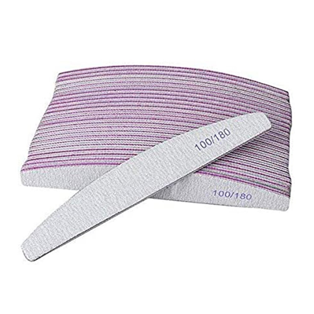 Set Of 10 Nail Files For Nail Art Grain 100/180 For Polishing Acrylic Manicure For Use At Home And In Salon