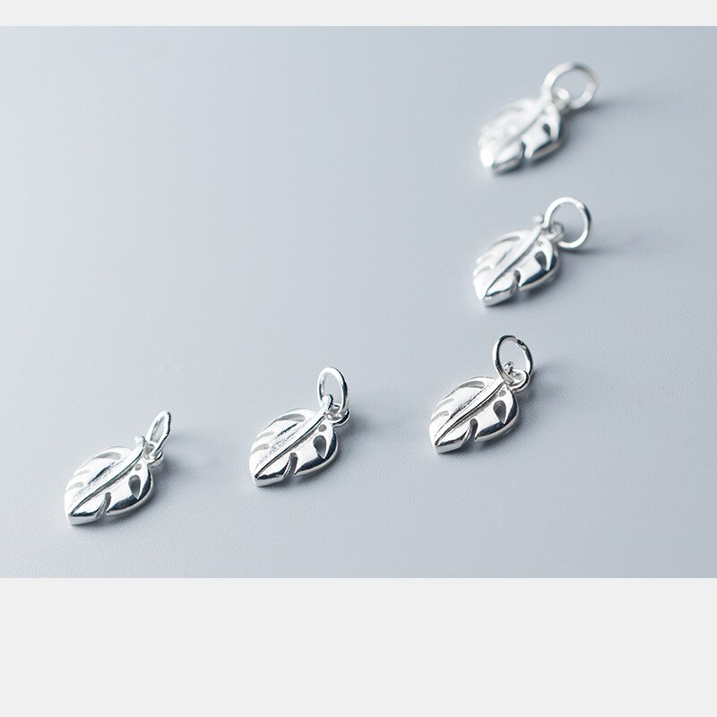 Hollow Out Ambachten Leaf Charms 13Mm 925 Sterling Zilver Fijne Kleine Dangle Hangers Diy Vrouwen Mannen Sieraden Bevindingen Voor verjaardag