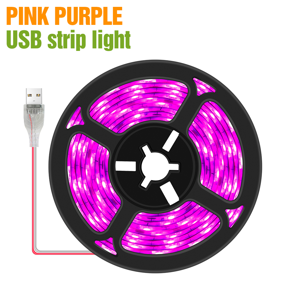 Taśma świetlna LED do uprawy pełne spektrum roślina doniczkowa hydroponiczna lampa do uprawy taśma USB DC5V do szklarni kwiat sadzonka Growbox: Jasno szary / Niebieski / 1200w
