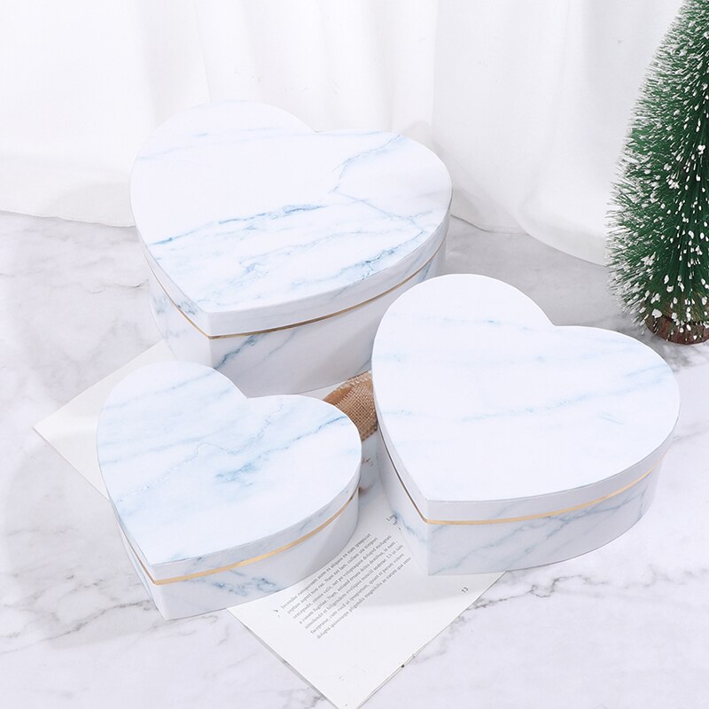 3pcs Box Heart Shaped Container Packaging Wedding Party Case DIY Valentine's Day Flower boxes for Composite material: WT