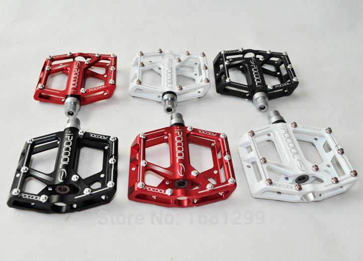 POCOOL LCW-4 Alloy Mountain bike pedals double Bearing bicycle pedals MTB bike parts 3 colors with retail box Free ship