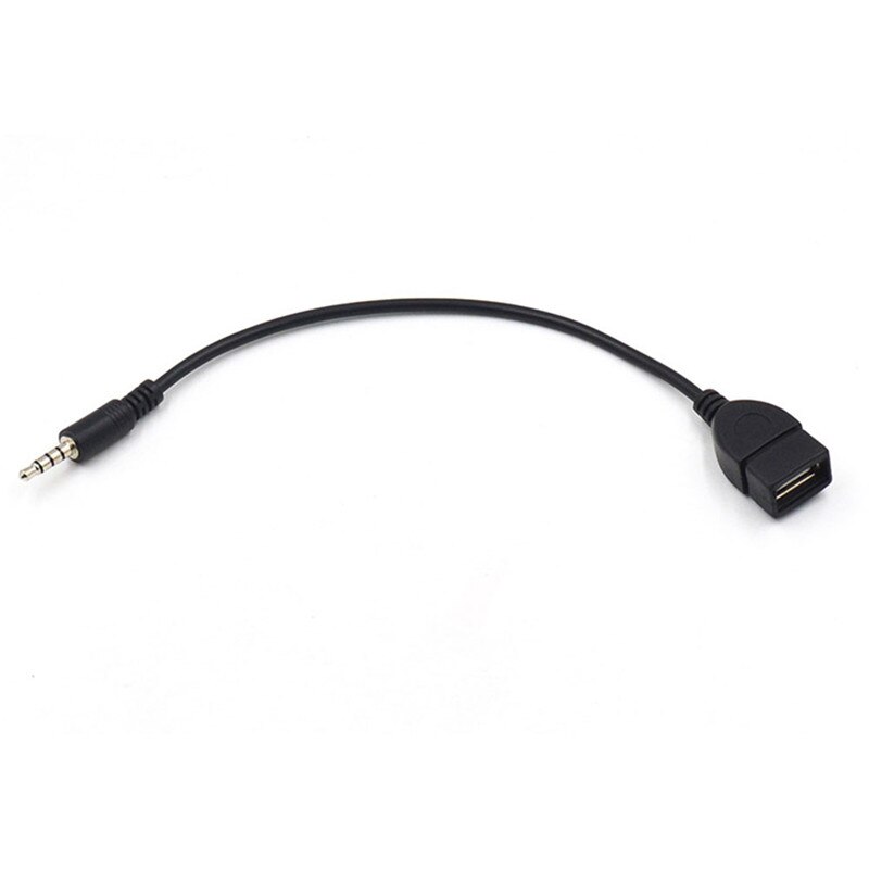 Zwart 3.5mm 20 cm Draagbare Universal Handig Male Audio AUX naar USB Type A Vrouwelijke OTG Converter Adapter Kabel voor Auto ONS #268463