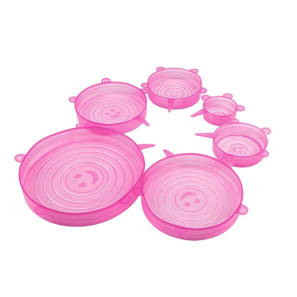 6 pcs Reusable Silicone Stretchable Lids Universal Lid Silicone Cling Film Bowl Pot Lid Silicone Cover
