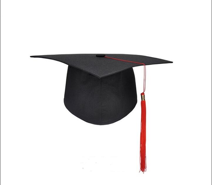 Gorro académico graduado de Grado Maestro, gorra de médico negra, borlas de graduación para niños, gorra roja Principal