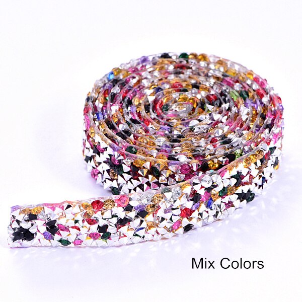 1 Yard/Lot Breedte 15 M Vele Kleuren Steentjes Banding Kristal Zilveren Steentjes Trim Banding Riem Rhinestones Trimmen Diy b3838: Mix Colors