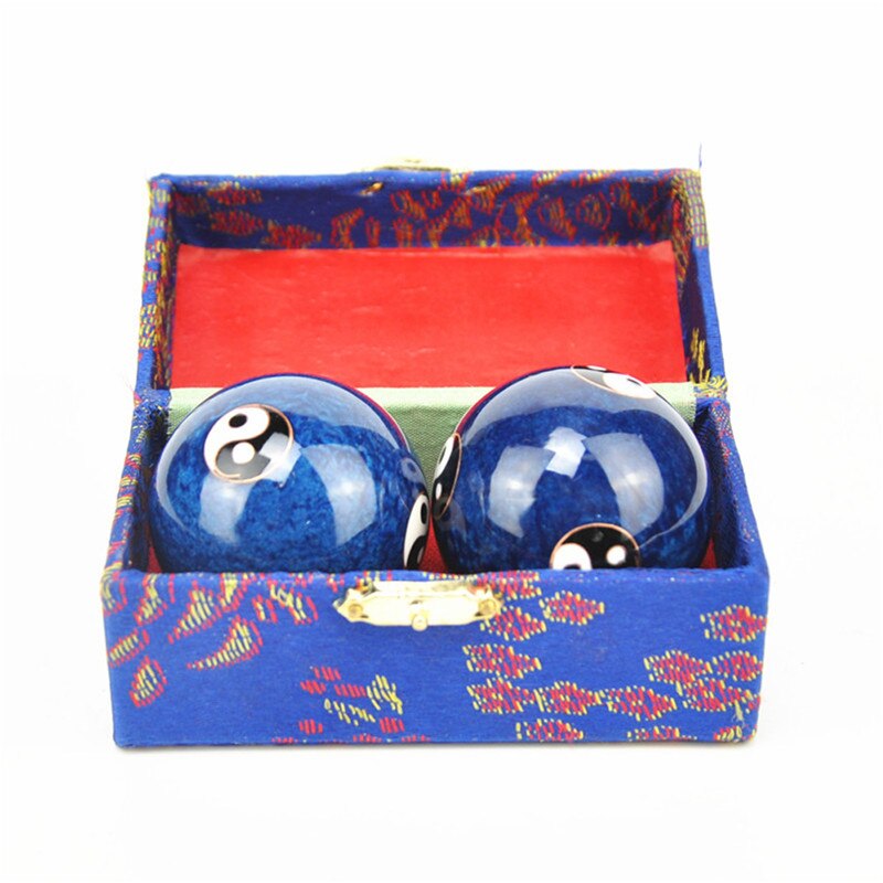 Chinese Health Meditation Balls Hand Finger Exercise Stress Relief Baoding Relaxation Therapy Yin Yang Handballs: Blue Taiji