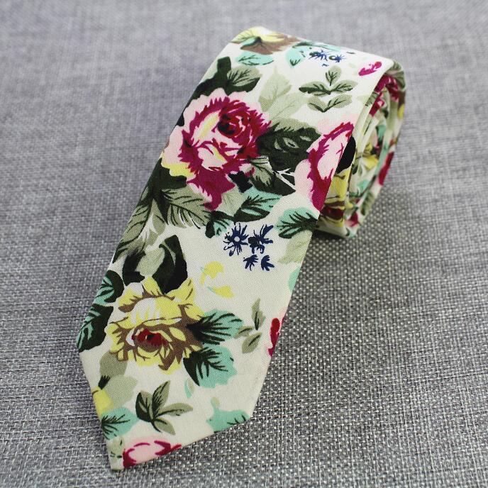 Rbott Retro Floral corbatas Paisley corbata 6cm corbatas de algodón para hombres Casual corbatas delgadas corbatas para bodas traje de: 19