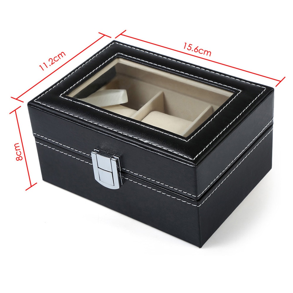 Caja para reloj, caja de almacenamiento de cuero artificial, Cajas de para joyería, organizador de cuero de imitación de alta gama, 3 ranuras para rejilla, joyero para relojes