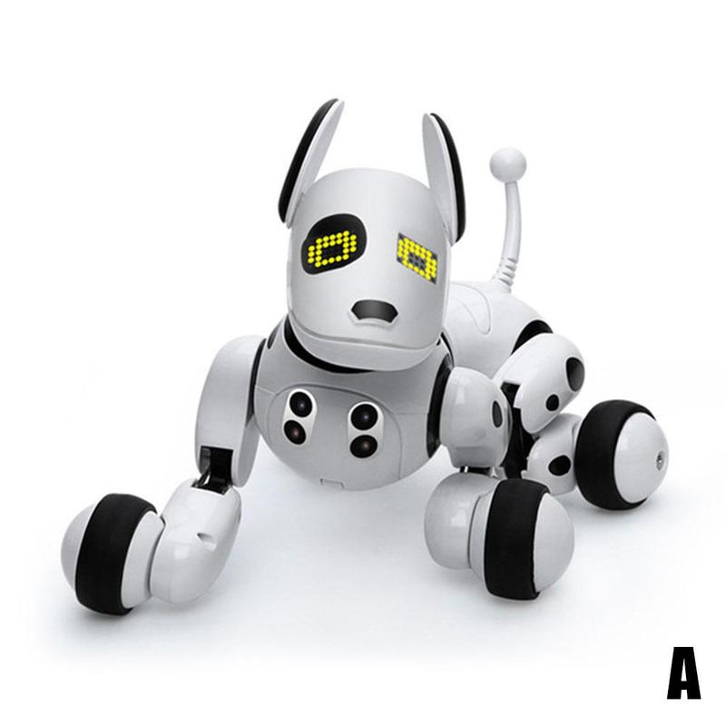 Perro Robot eléctrico inteligente para niños, juguete educativo para caminar, mascota de Control remoto: Black