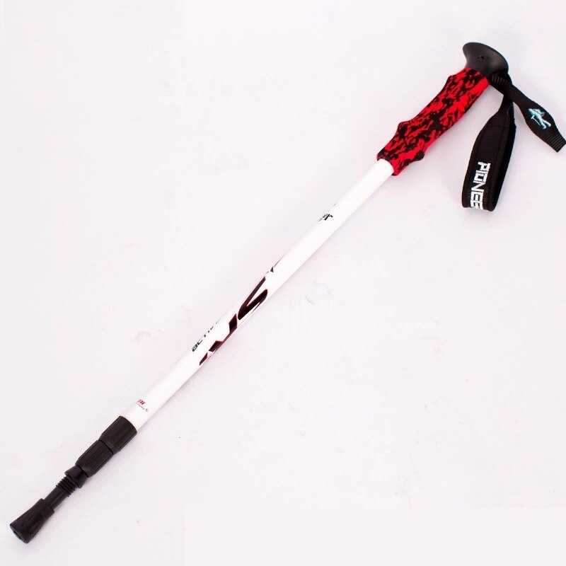 Pioneer 1 Pcs Anti Shock Hiking Walking Trekking Trail Pole Ultralight Aluminum Walking Stick with EVA Foam Handle: White