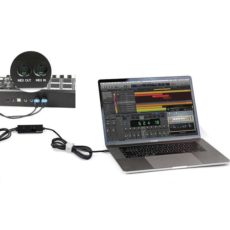 Doremidi mtu -11 midi til usb c type c kabel usb midi konverter med indikatorlys til android