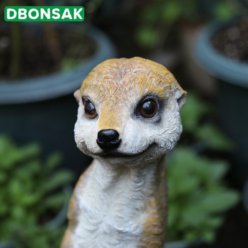 Outdoor Garden Resin Mongoose Crafts Statues Decoration Home Courtyard Balcony Cute Cat Animal Sculptures Decor Park Ornaments