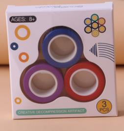 Magnetic Rings Anti-stress toy ring Stress Relief Ring toy For Autism ADHD Anxiety stress Relief Focus fidget finger ring: red purple blue