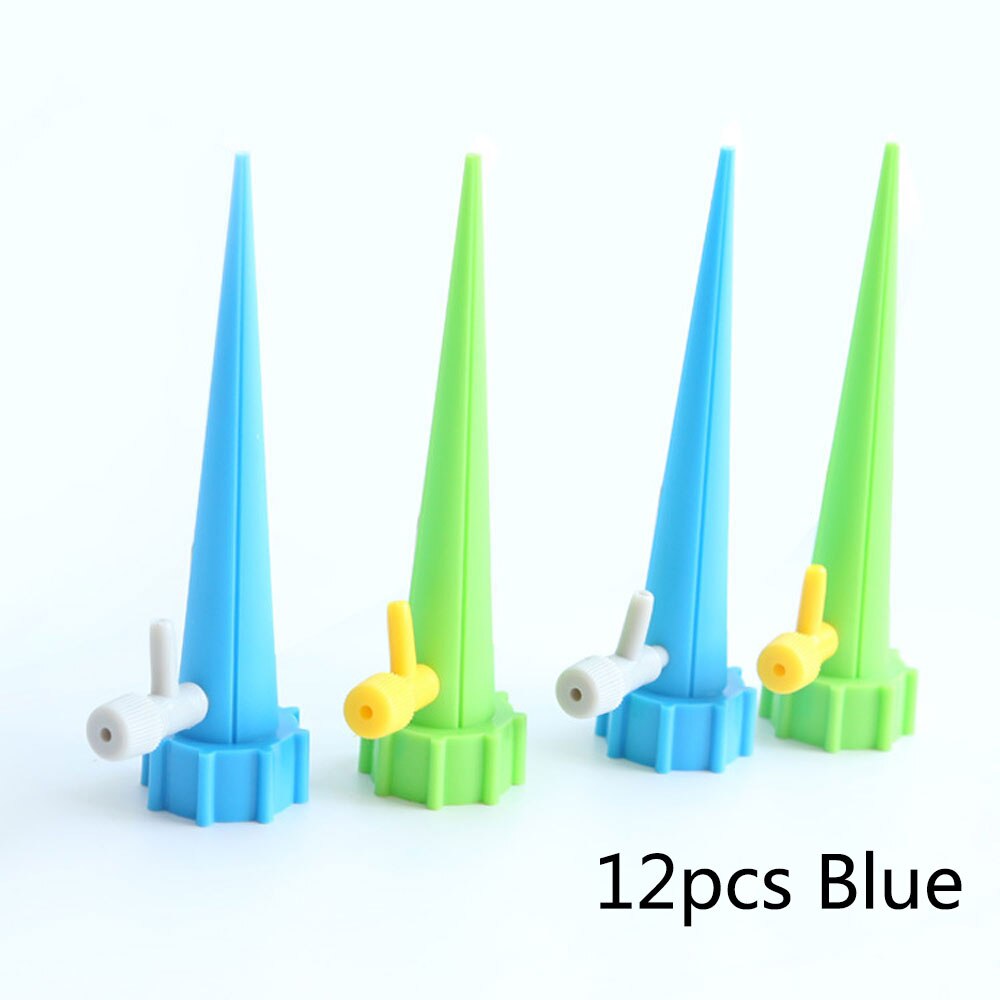 12Pcs/set Garden Cone Lazy Watering Spike Plant Flower Waterers Bottle Irrigation System Practical watering Sprinklers: adjust blue 12pcs