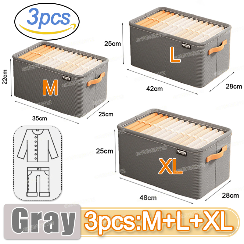 Armarios organizador de ropa, pantalones de gran capacidad, caja de almacenamiento para pantalones vaqueros, cajones de armario, ropa interior, calcetines, camiseta, organizador de guardarropa: Azul oscuro