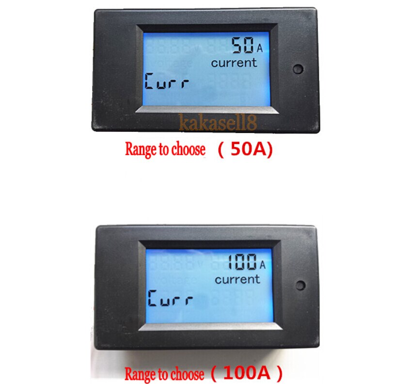Dc 50a digital ledet effektmåler monitor strøm energi voltmeter amperemeter  +50a shunt