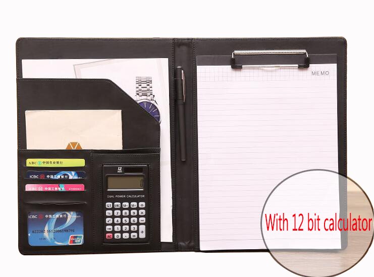 A4 office business classical file folder portfolio executive with clip board calculator document organizer