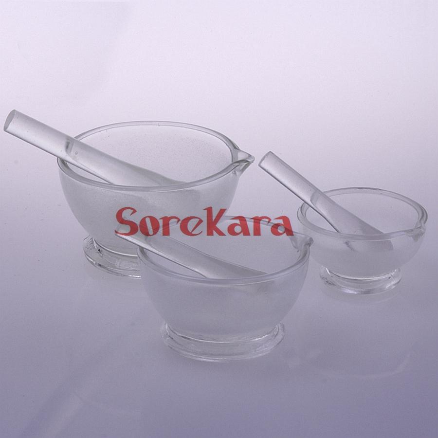 Mortero de vidrio con patas de 120mm, juego de cuencos de mezcla, herramientas de laboratorio, mortero de vidrio