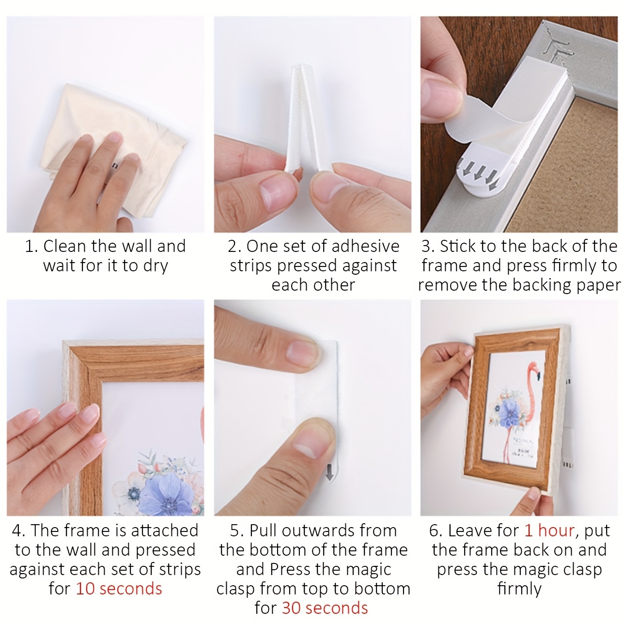 12/24 paia di nastro bianco senza danni, strisce per appendere quadri e cornici, adesivo da parete, gancio, confezione di valore, strisce per appendere quadri