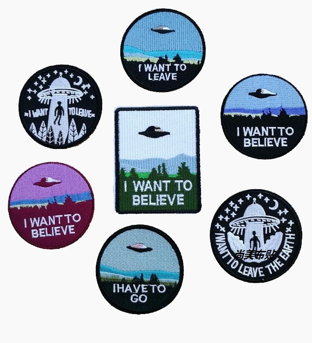 X-bestanden X File Borduurwerk ijzer op Patches Herdenkingsmunt Badge Jurk Diy IK Wil Geloven