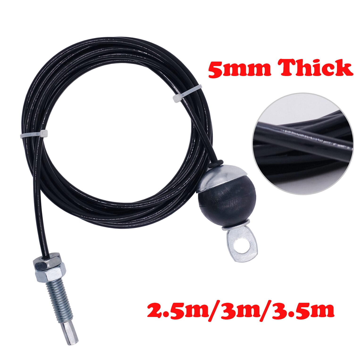 2.5m/3m/3.5m Gym Steel Cable Wire Rope 5mm Thick Heavy Duty Parts Accessories With Ball for Lifting Training Pulley Home Fitness