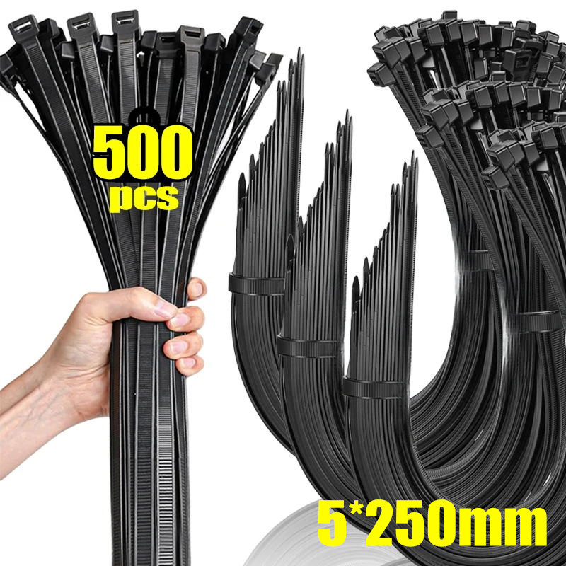 Bridas para cables de nailon y plástico, correas de Cable autoblocantes, Cables ajustables, bucle de sujeción, brida con cremallera para el hogar y la Oficina, , 500/100 Uds.