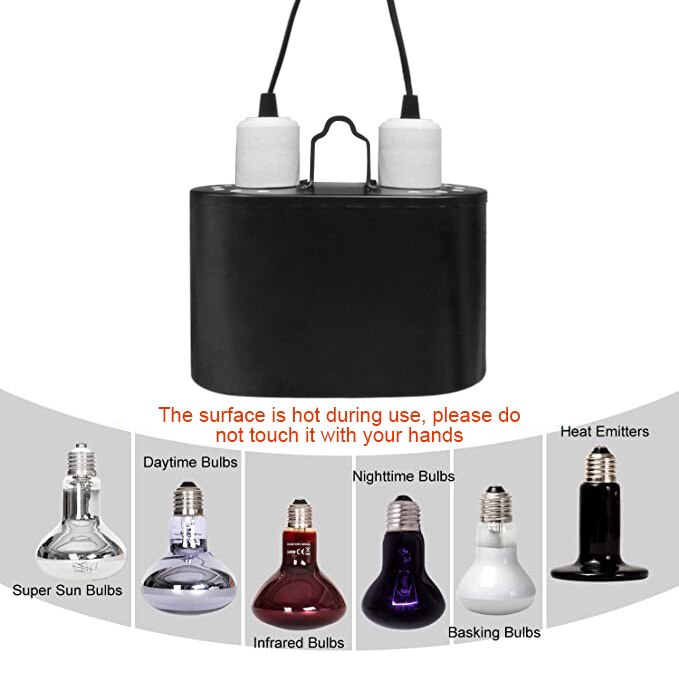Dual Reptile Light Fixture for Reptile Dome Uvb Light Fixture Dual Lamp Cap Combo Integration Heat Lighting Lamp Kit