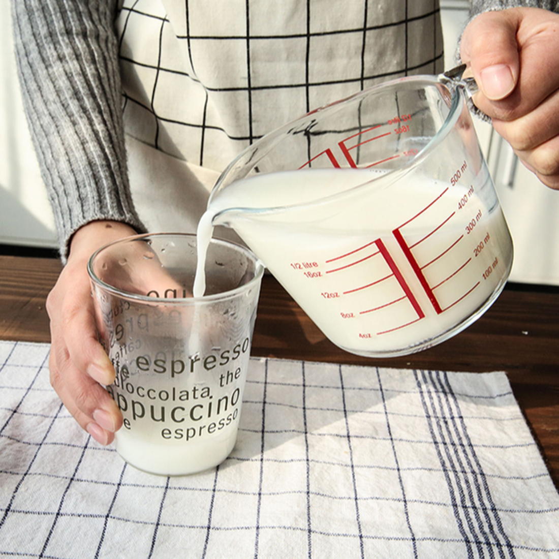 Hipsteen 500 Ml 1000 Ml Maatbeker Hittebestendig Gehard Glas Cup Keuken Bakvormen Melk Maatbeker Met Schaal transparante