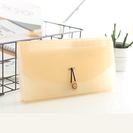 Classified Sorter Document Bag PVC Bag Multi Pocket File Folder Organizer For Document Invoice Bills: Beige