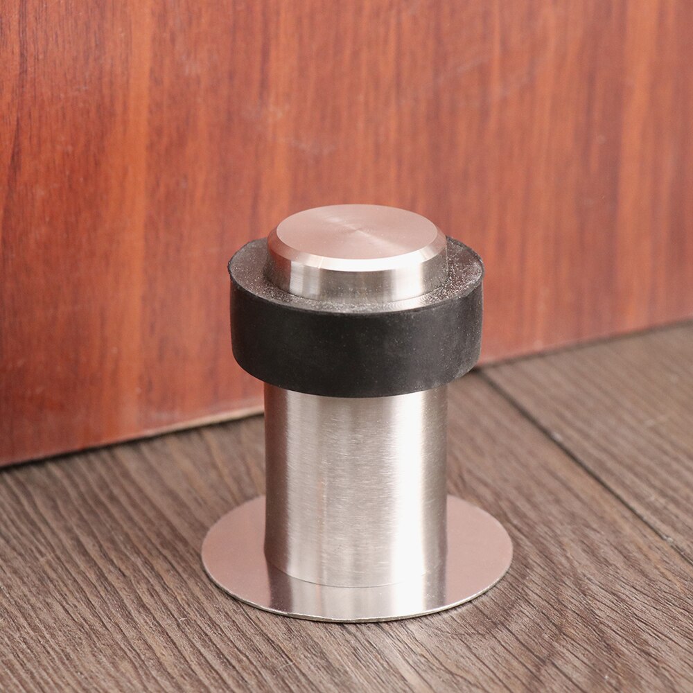 1PC Round Double Use Door Stops Anti-Collision Rubber Stopper Buffer Stainless Steel Self Adhesive Door Holder Protection