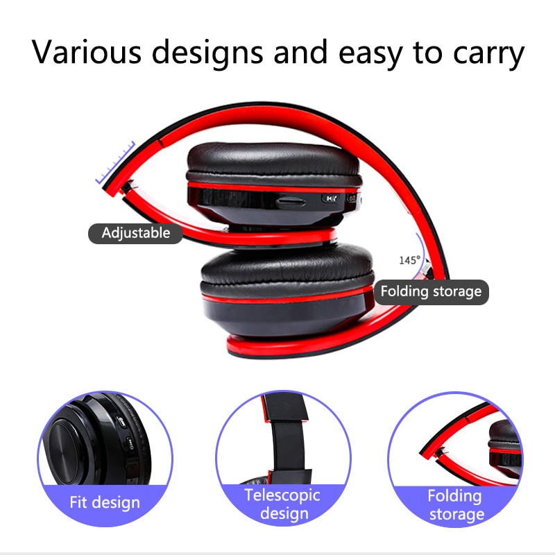 Caridite B3 Bluetooth Hoofdtelefoon Mobiele Telefoon Draadloze Led Licht Hoofdband Opvouwbare Headset Handsfree Hoofdtelefoon Met Mic