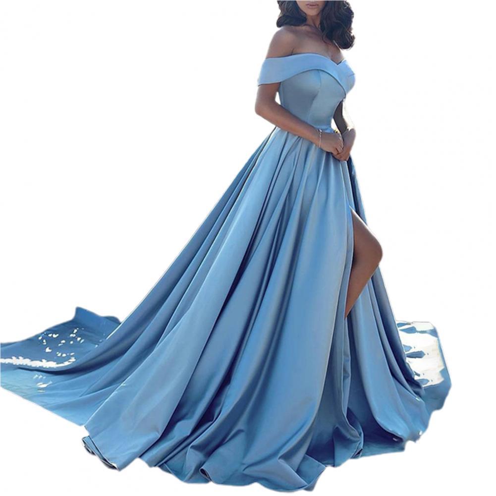 Vestidos formel kjole kvinder fest off shoulder slash neck høj slids gulvlange dimittend gallakjole dame maxikjoler bryllup