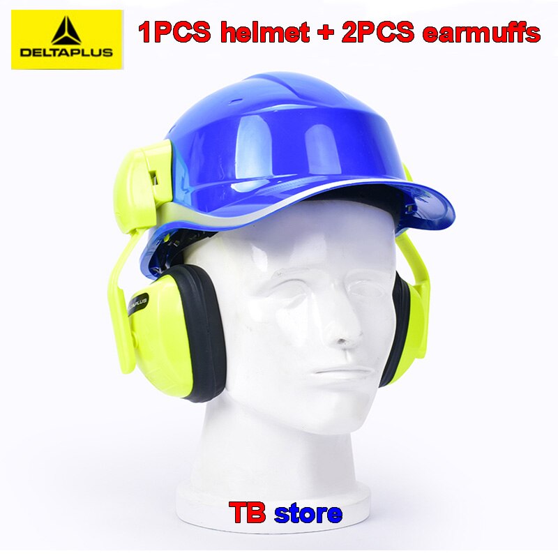 Delta plus hård hat + ørebeskyttere 102018 abs isoleringshjelm 103008 ørekrog ørebeskyttere støjforebyggelse 33db integreret beskyttelse: -en
