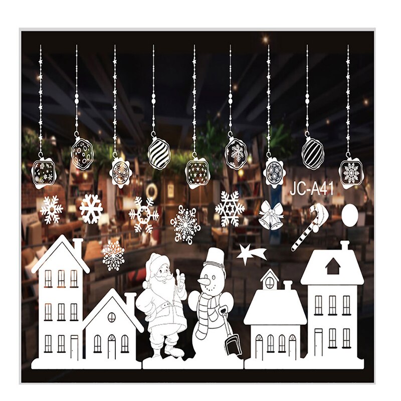 Christmas Stickers Window Glass Stickers Paster round Tube Packaging Glue-Free Electrostatic Christmas Decorations