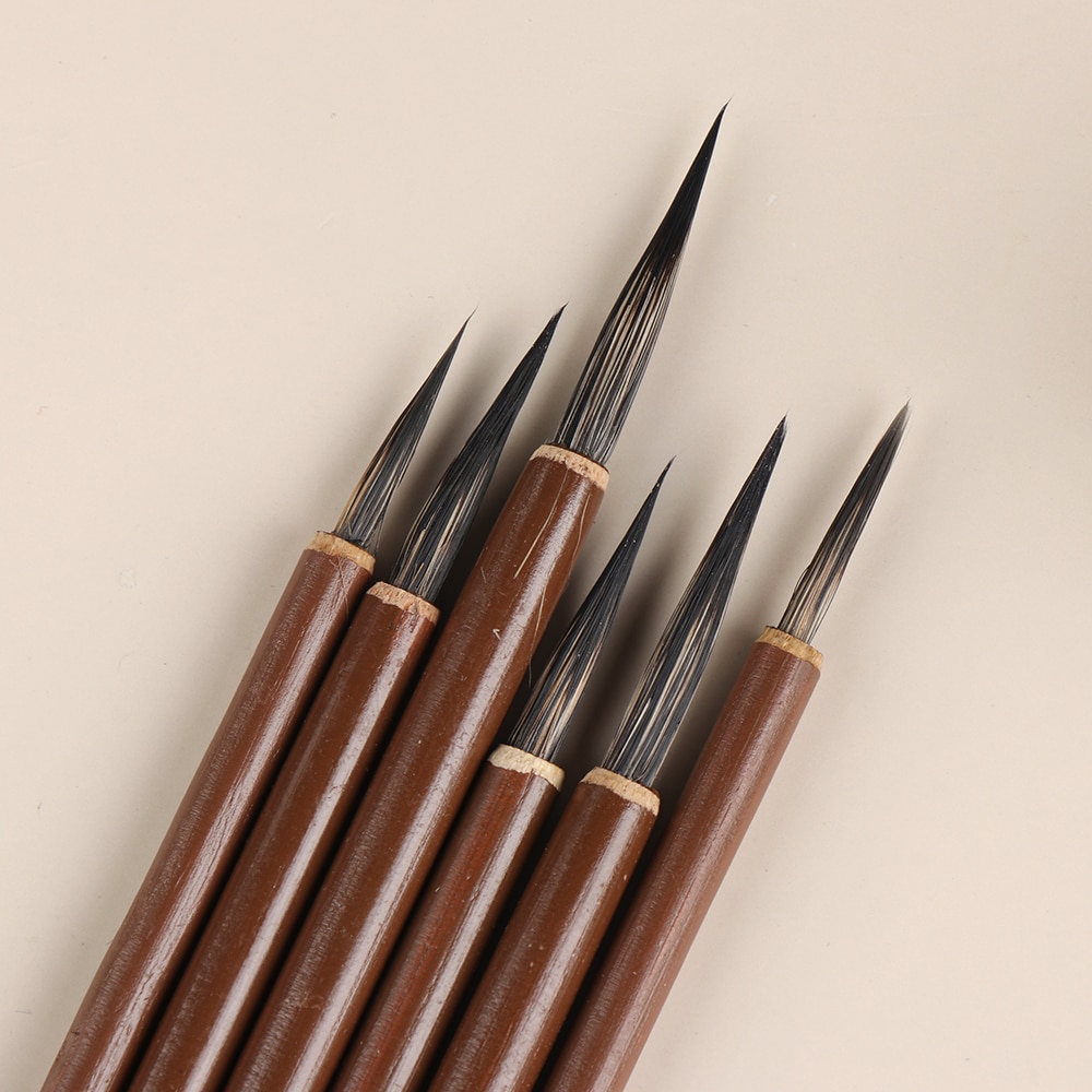 1/3 Uds pelo de Nylon bambú eje pintura gancho línea pluma acuarela dibujo pincel caligrafía accesorio pintura arte suministros
