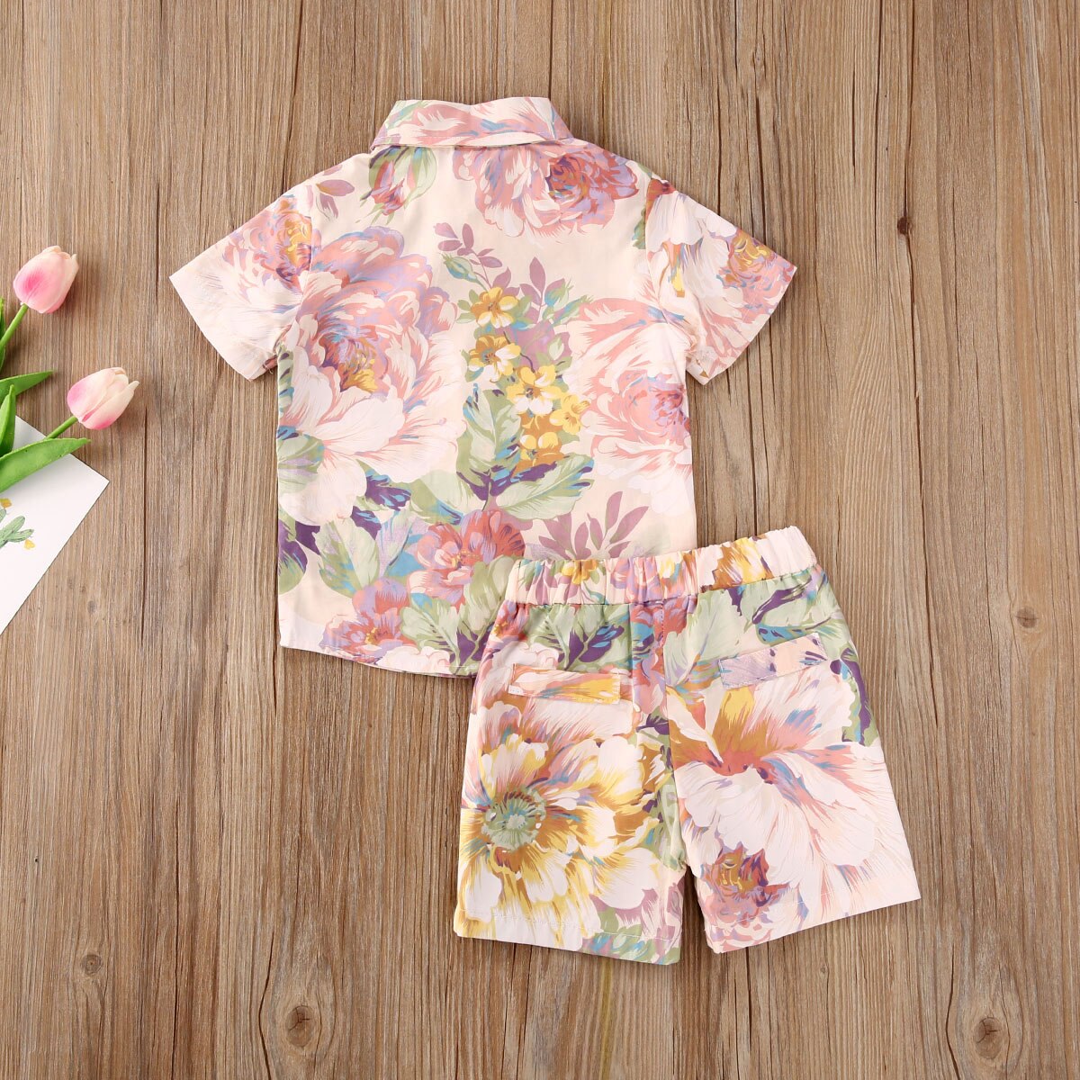 1-6Y été infantile bébé garçons vêtements ensembles imprimer à manches courtes simple boutonnage dessus de chemise + Shorts 2 pièces