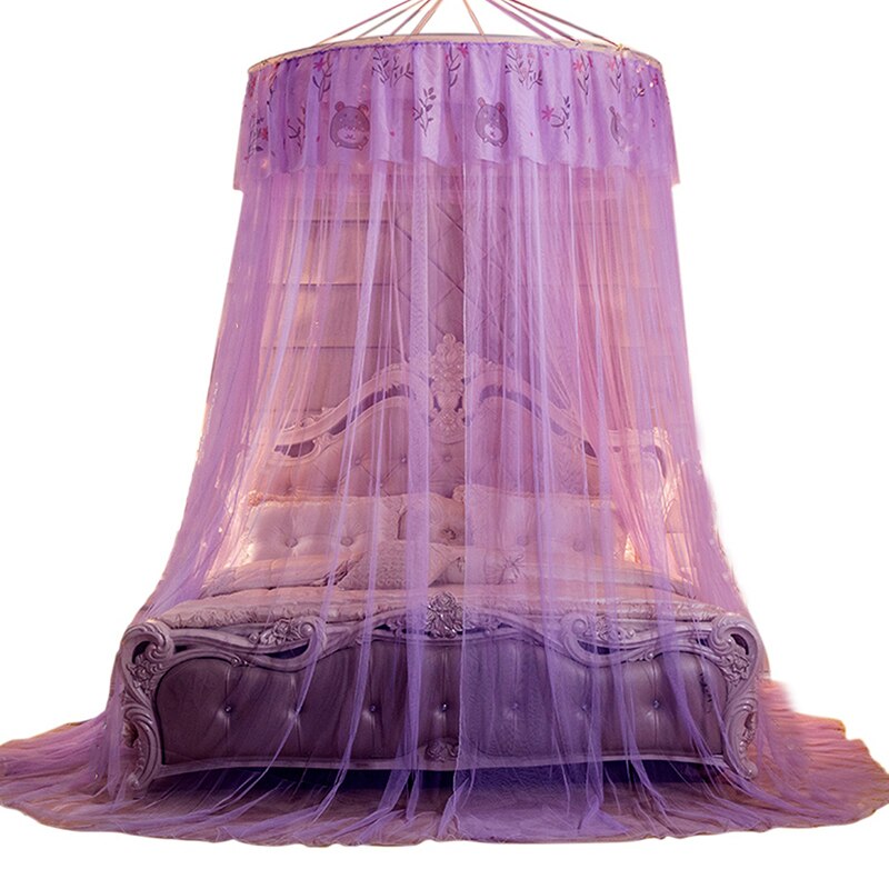 Mosquito Net Three-door Mosquito Net Anti-insect Bed Canopy Summer Palace Mosquito Net Single Double Bed Decor: Purple 120x280cm