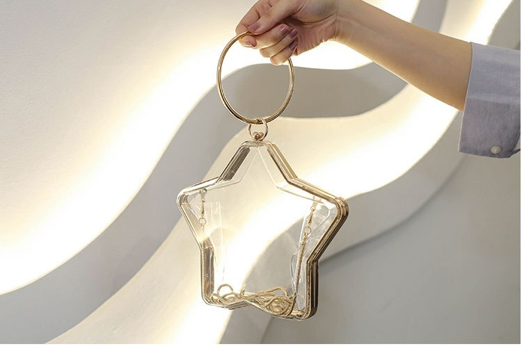 BELLA JOY-bolso transparente con estrellas para mujer, bolsa de cena para vestido,