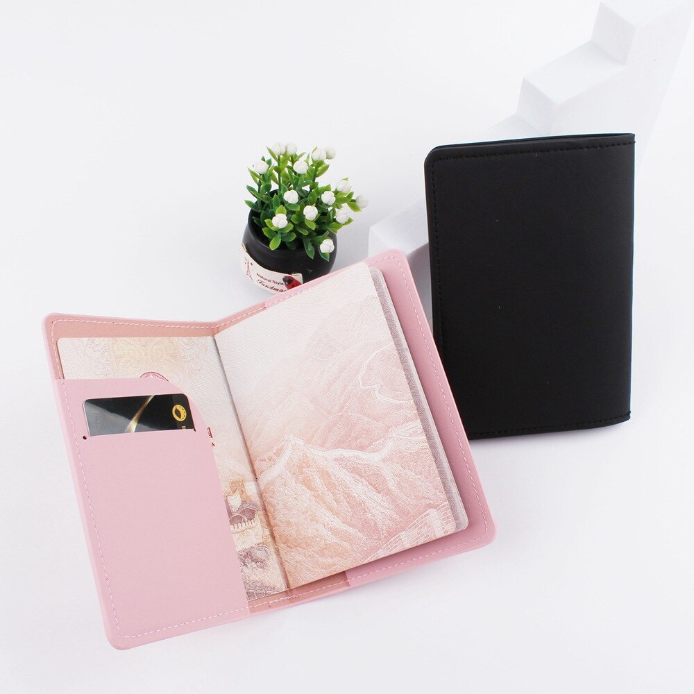 PU Leather Passport Cover Simple Letter Women Men Travel Wedding Passport Cover Holder Wedding