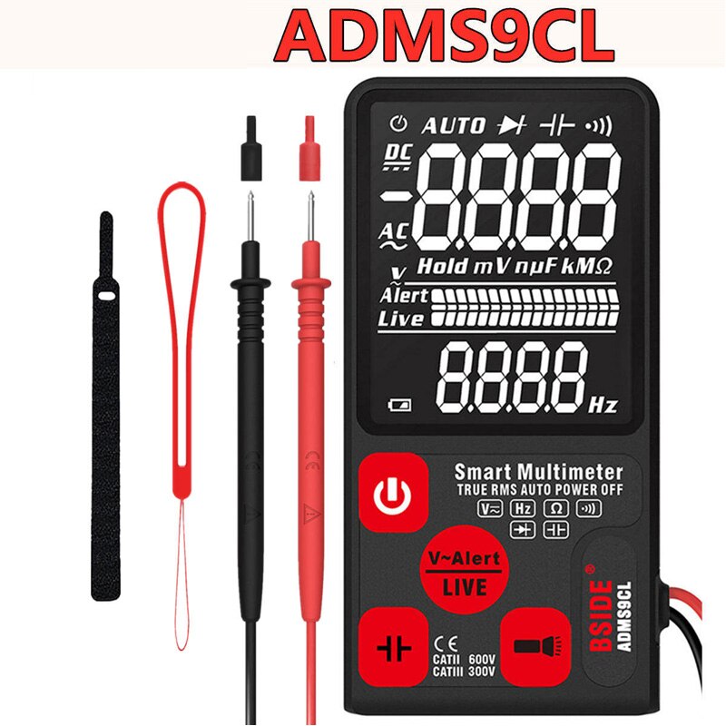 Newdigital multimeter true rms auto range lcd automatisk smarte multimetere spenning ammeter tester: Adms 9cl