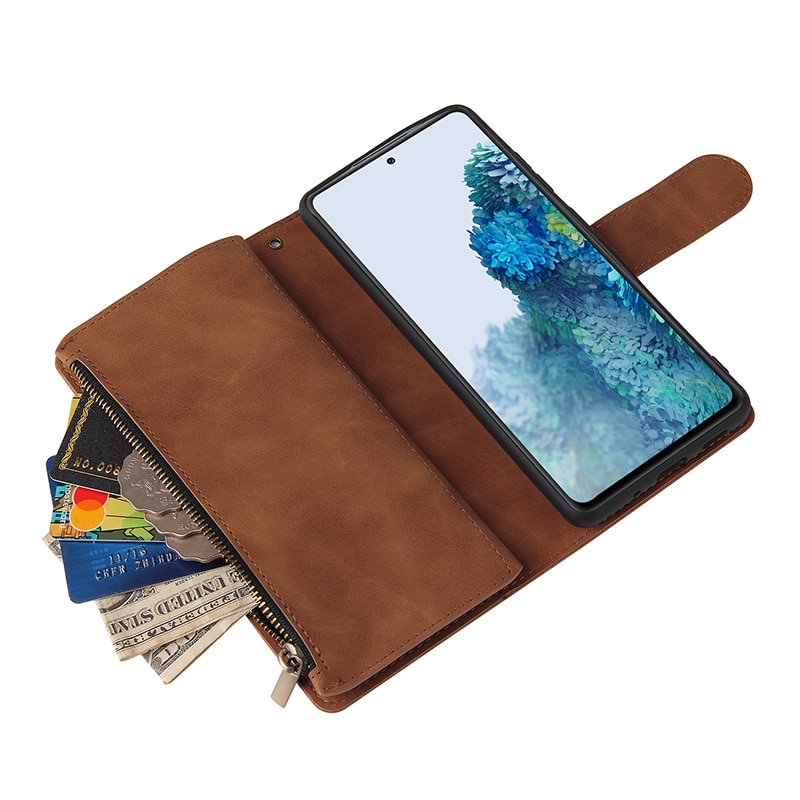 fallen für Samsung S20FE 5G kippen Leder fallen für Samsung S20FE 5G Profi Max Magnetischer Reißverschluss Brieftasche Telefon fallen Mit Gurt